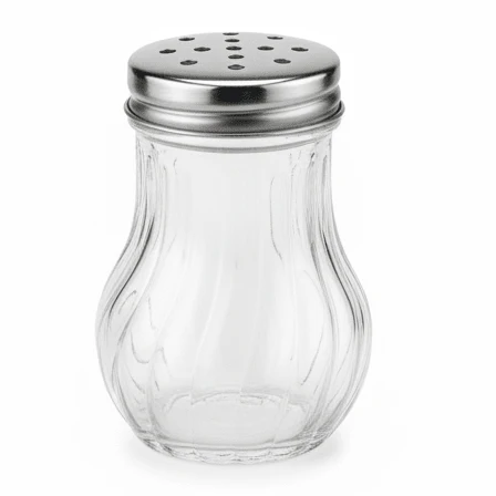 AKDC Elegant Clear Glass Tabletop Sugar Shaker for Home, Café & Dining Use – 10×5cm