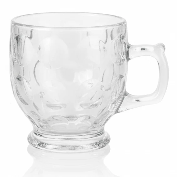 AKDC Elegant Footed Glass Tea Mug with Stylish Handle for Modern Table Setting 150ml