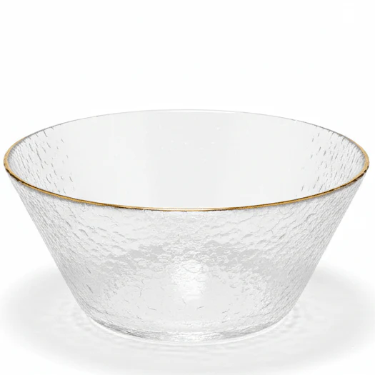 AKDC Elegant Glass Bowl with Gold Rim – Premium Decorative Bowl for Dining, Serving & Home Décor 16 cm