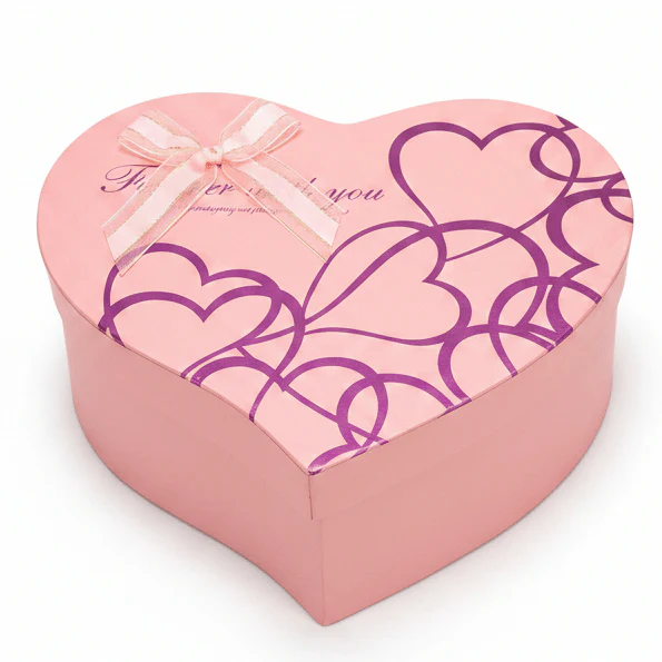 AKDC Elegant Light Pink Heart Cardboard Gift Box with Premium Unique Design for Wedding Gifts, Baby Showers & Romantic Hampers – 23.5×18×10 cm
