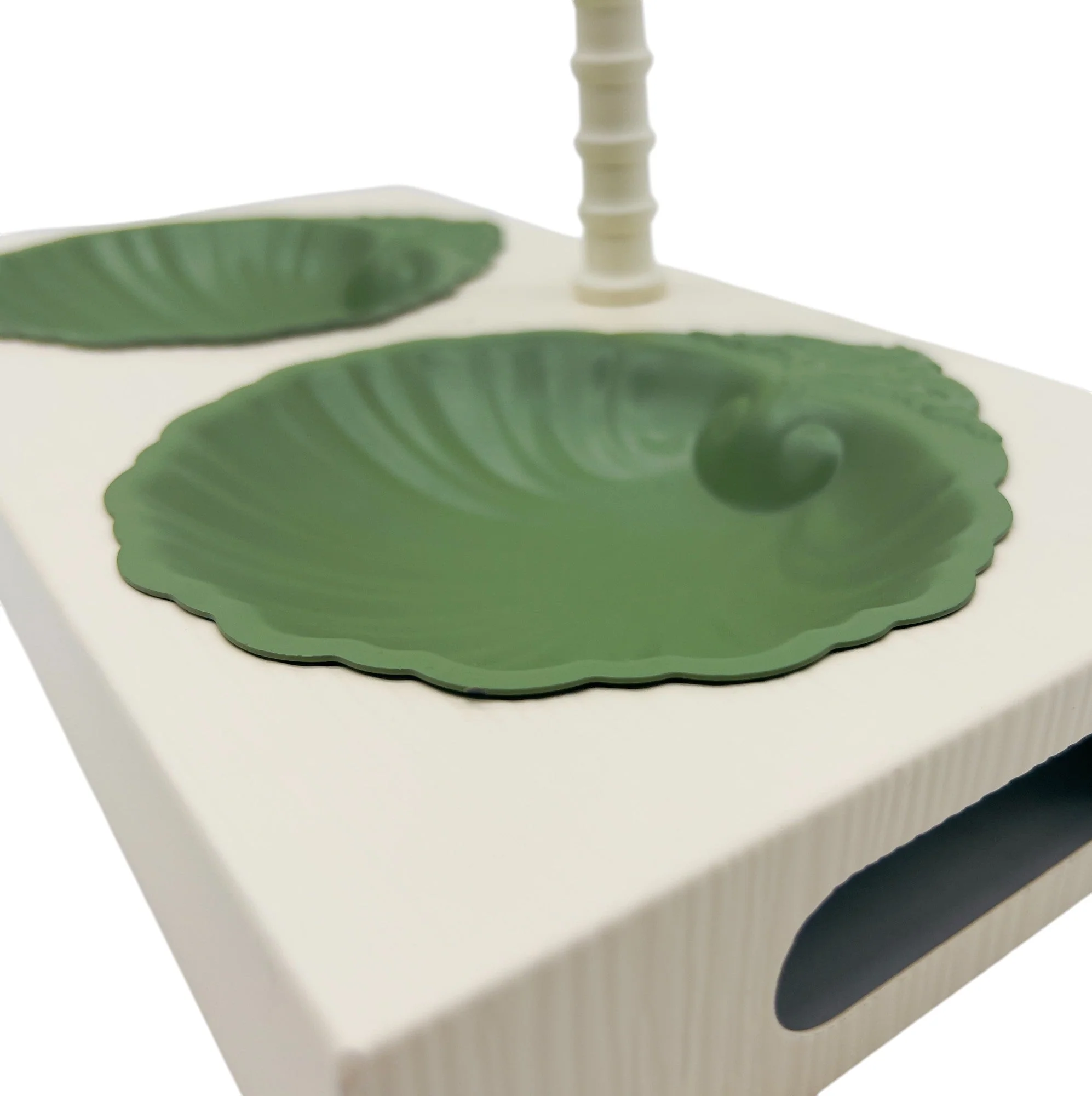 AKDC Elegant Palm Metal 2pcs Candy Bowls with Stand 35cm*18cm*32.5cm, Ivory/Green - Image 3