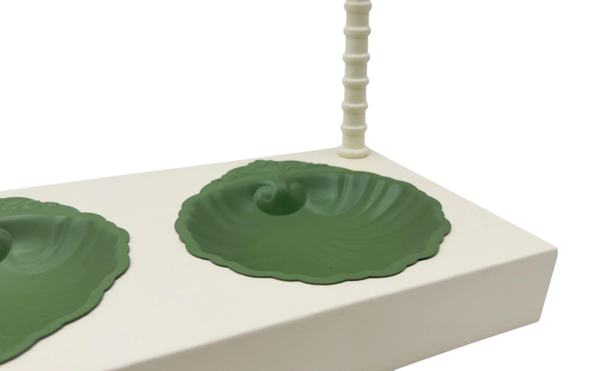 AKDC Elegant Palm Metal 3pcs Candy Bowls with Stand 52cm*18cm*32cm, Ivory/Green - Image 2