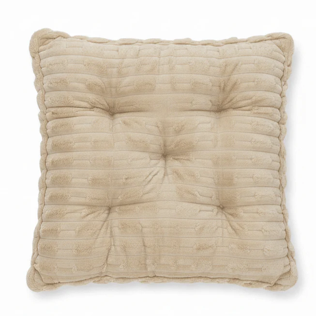 AKDC Elegant Plush Ivory Beige Chair Square Cushion Soft Decorative Seat Pad for Living Room and Dining Chairs 40 × 40 cm