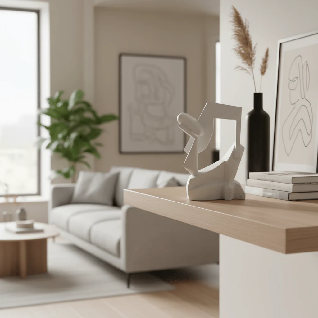 AKDC Elegant Polyresin Unique Abstract Décor – Premium Modern Statement Showpiece for Home Interiors, White, 26 cm - Image 2