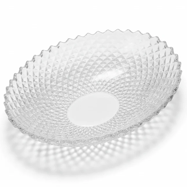 AKDC Elegant Round Clear Acrylic Fruit Serving Plate for Snacks, Fruits and Desserts – Stylish Tableware 25 cm