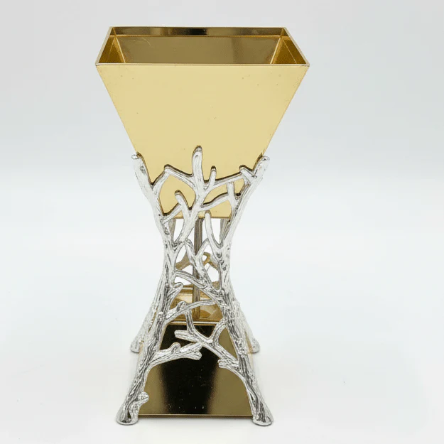 AKDC Elegant Silver and Gold Metal Incense Burner Premium Home Fragrance Burner 20cm
