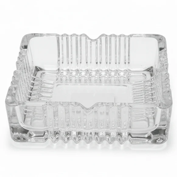 AKDC Elegant Square Glass Ashtray with Artistic Decorative Pattern – Durable Heat-Resistant Glass for Home, Café & Office (12 × 12 cm)