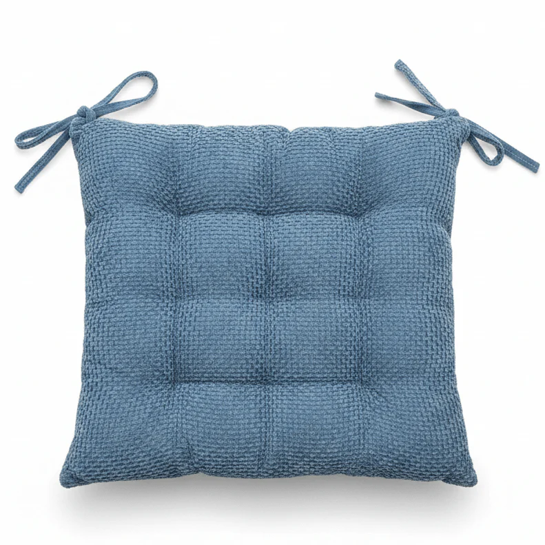AKDC Fabric Light Blue Square Chair Cushion with Ties Soft Comfortable Seat Pad for Dining Chairs and Living Room 40 cm