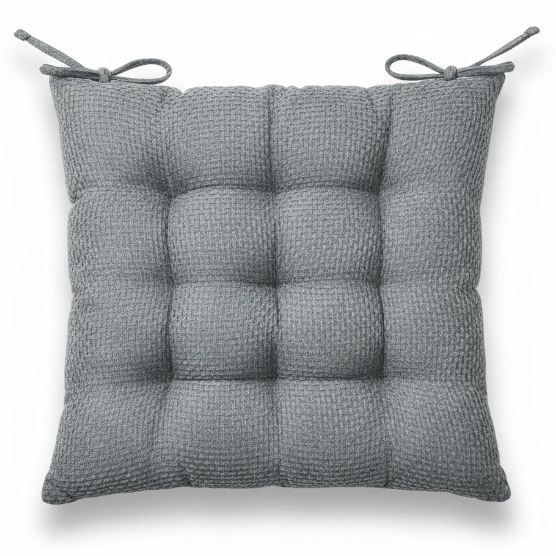 AKDC Fabric Medium Grey Square Chair Cushion with Ties Durable Comfortable Seat Pad for Office and Dining Chairs 40 cm