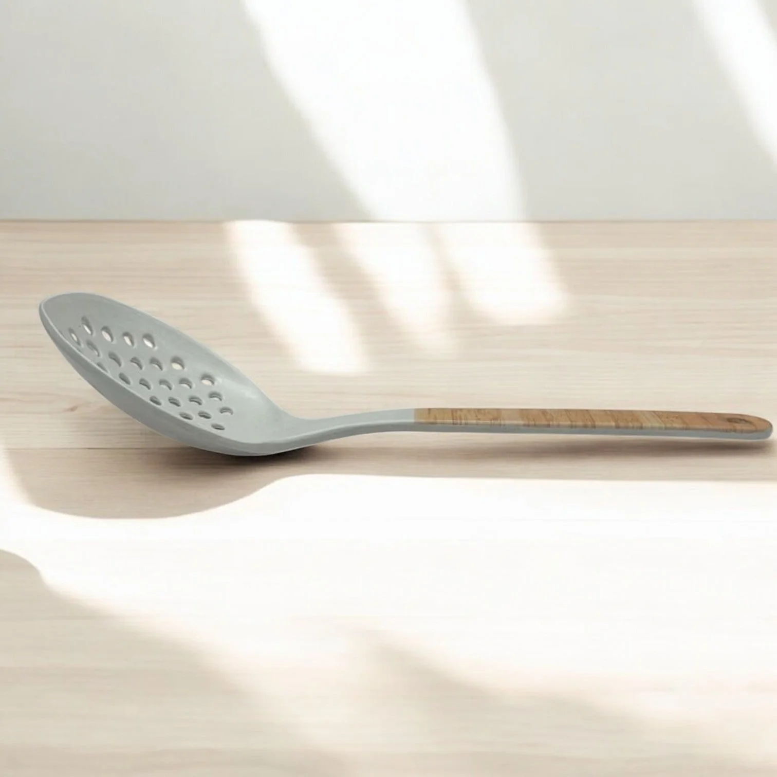 AKDC Fibre Ladle Turner Skimmer-32cmX10cm-White&Wooden - Image 2