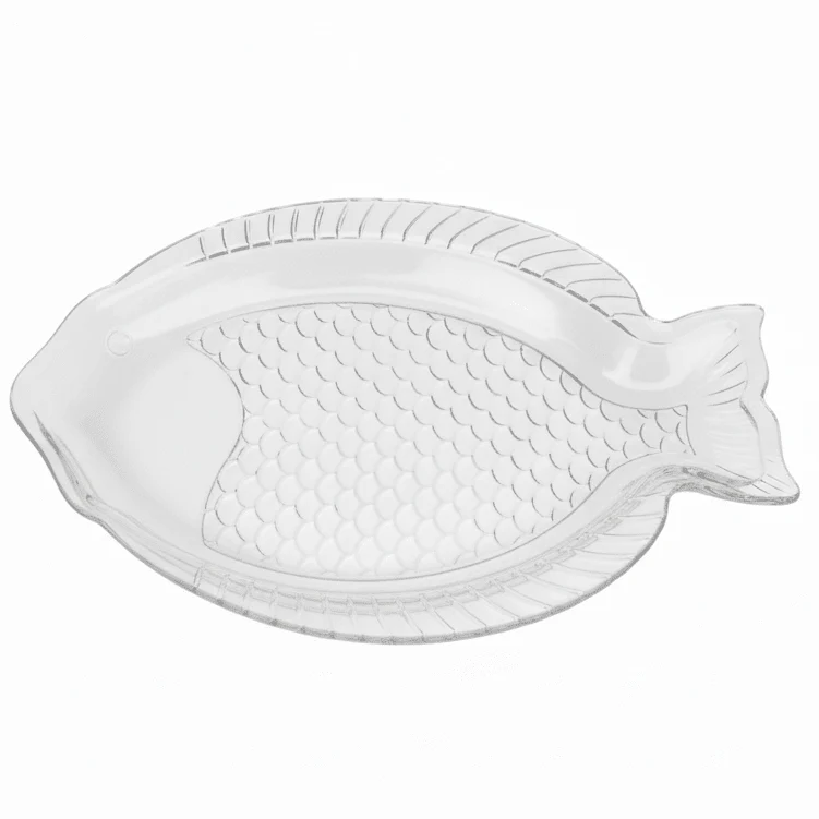 AKDC Fish-Shaped Glass Serving Plate – Unique Decorative Platter for Seafood, Appetizers & Special Serving 35×25 cm