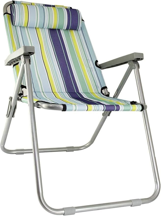 AKDC Foldable Camping Chair with Head Rest, Adjustable Positions,Foldable Chair ,Garden Chair, Fishing Chair, Travel Chair,Picnic Chair. 1 Piece,Assorted Colors