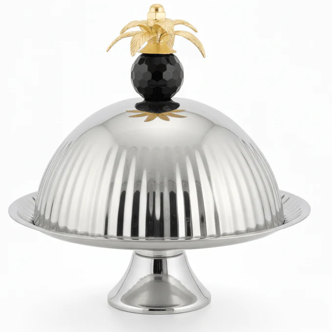 AKDC Footed Candy Tray with Dome Cover 30 cm Elegant Covered Serving Stand for Hygienic Display