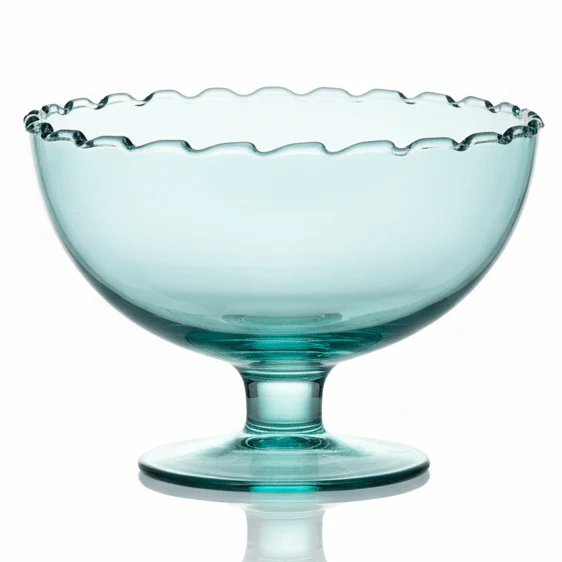 AKDC Footed Glass Fruit Bowl – Deep Elevated Glass Bowl for Fruits, Salads & Serving Presentation 20×15 cm