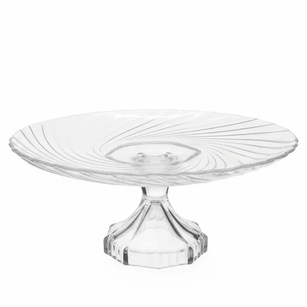 AKDC Footed Glass Fruit Plate – Decorative Elevated Plate for Serving Fruits, Desserts & Snacks 20×10 cm