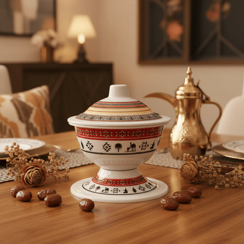 AKDC Footed Melamine Bowl with Lid – Camel Theme Design, Decorative Serving Bowl for Home & Dining (16 × 12 cm) - Image 2