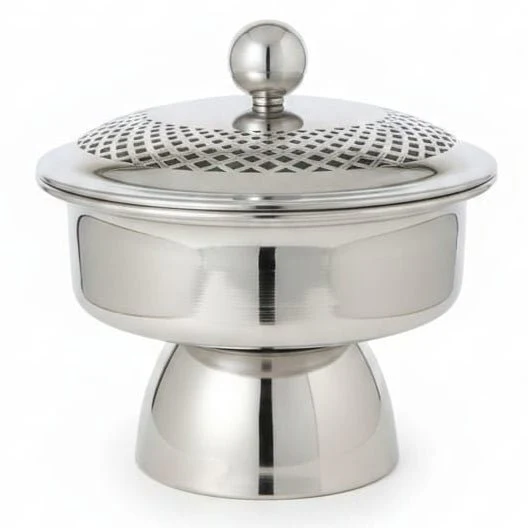 AKDC Footed Metal Candy Bowl – Luxury Silver Finish, Decorative Serving Bowl for Dining & Events, 20 × 18 cm