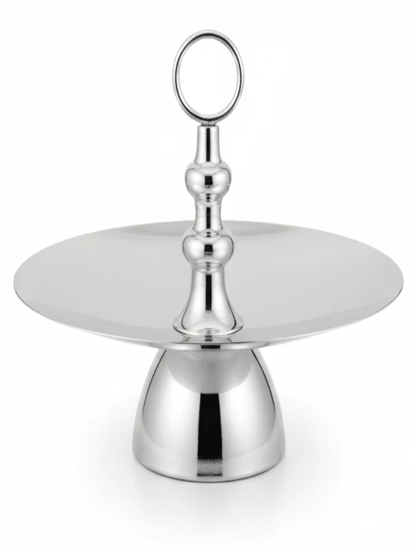 AKDC Footed Metal Candy Tray – Premium Silver Finish, Elegant Centerpiece for Sweets & Snacks, 25 cm