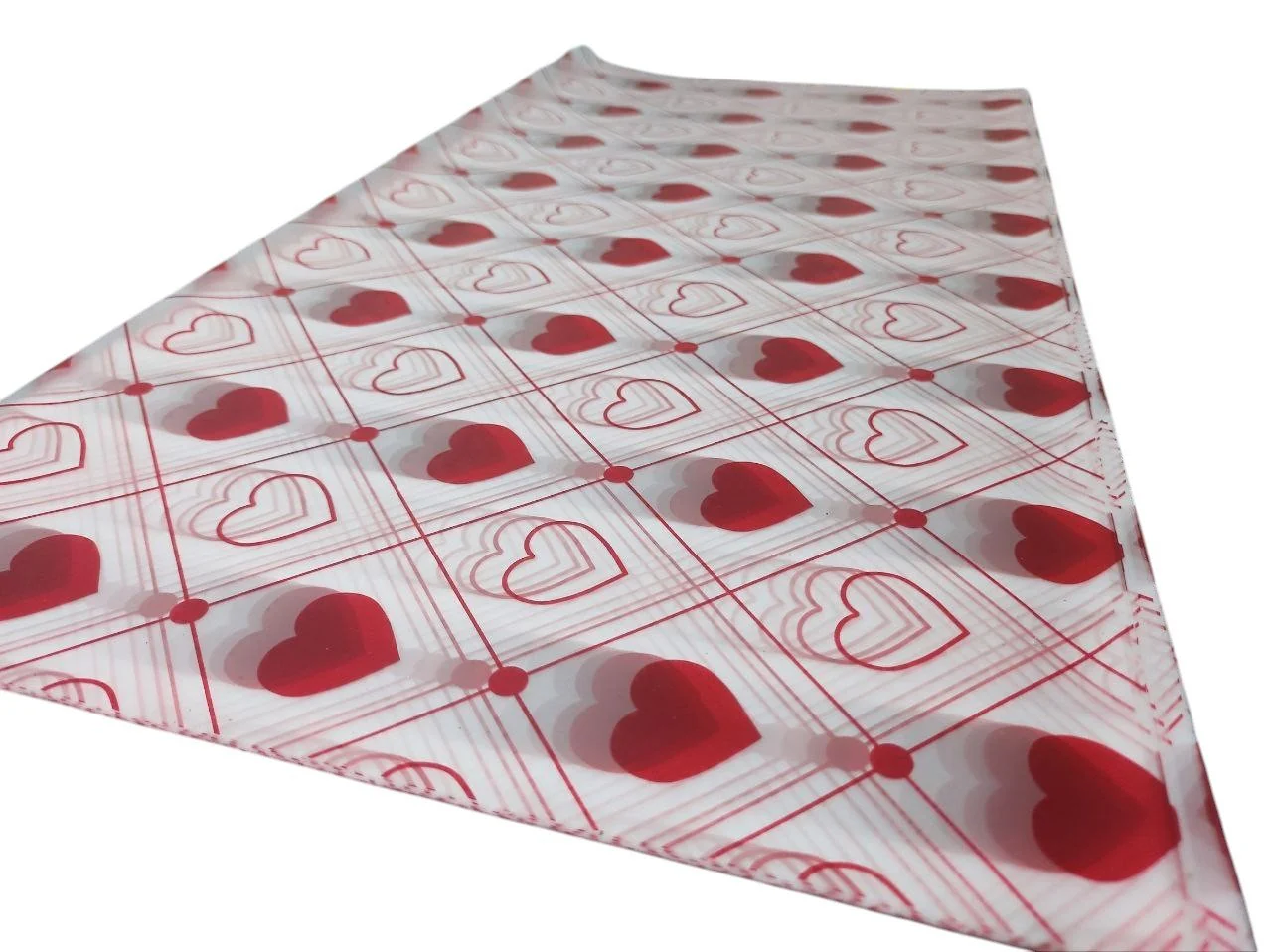 AKDC Gift Wrapping Plastic Cover Heart Shape Print Floral Bouquet Flat Sheet, Gift Packaging Wrap, Bulk Packing Cover  for Event and Party Supplies DIY Gift 20 Sheets-57.5cmX58cm