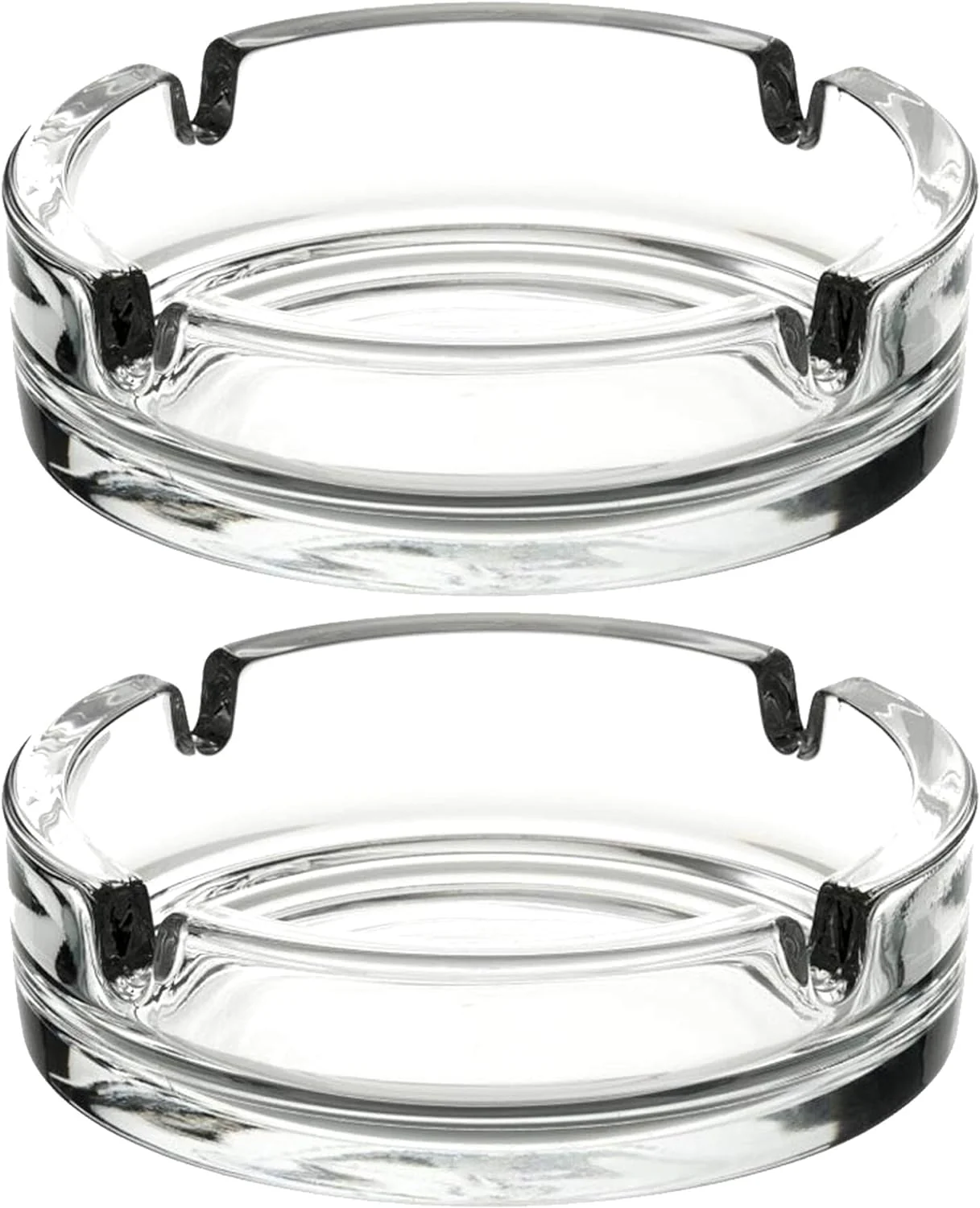 AKDC Glass Ashtrays for Cigarettes, Portable Decorative Modern Ashtray for Home Office Indoor Outdoor Patio Use, Fancy Cute Cool Ash Tray, Pack of 2 (Clear)
