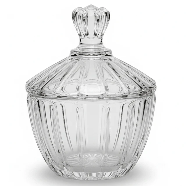 AKDC Glass Candy and Sugar Pot with Lid Multi Use Storage for Snacks and Condiments 12 x 12 cm