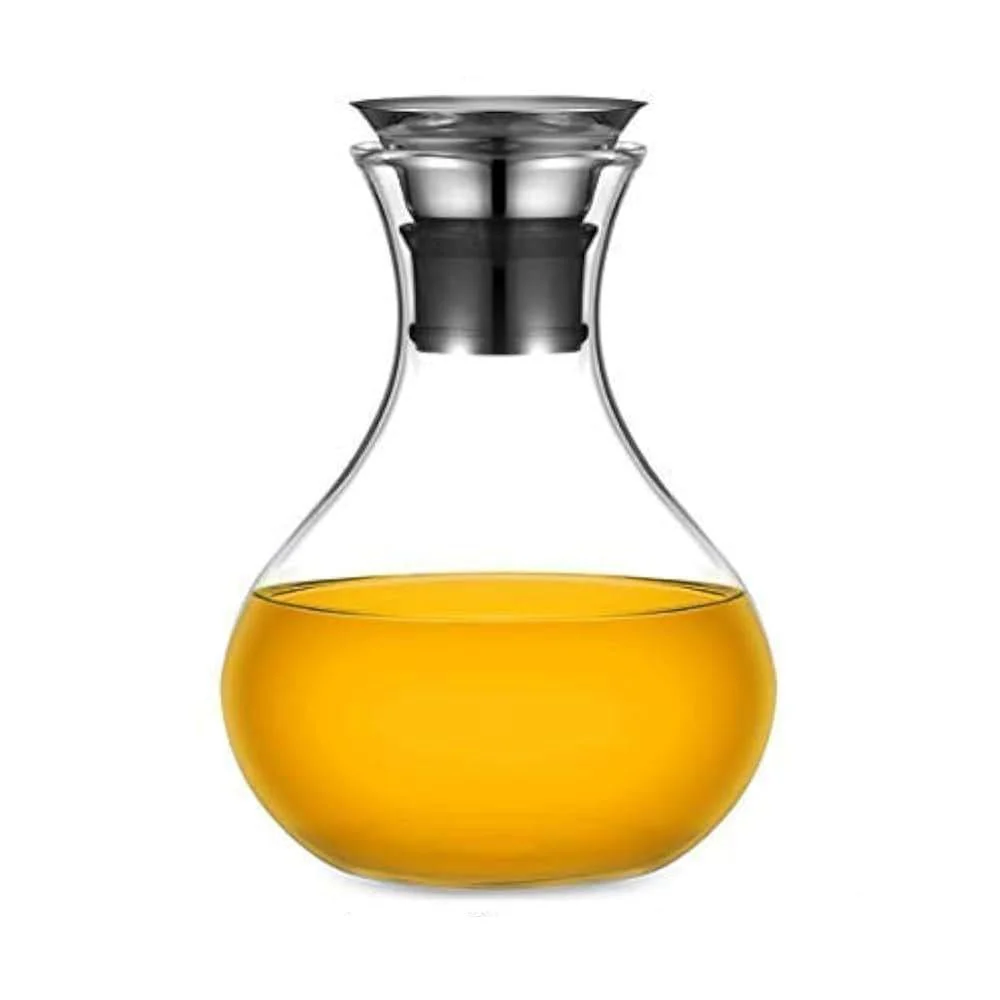 AKDC Glass Decanter with Air-Tight Metal Lid 1000ml, Clear & Transparent