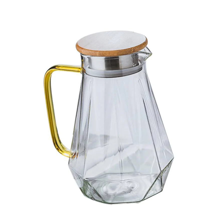 AKDC Glass Jug/Pitcher with Metal Lid 1500ml, Clear & Transparent