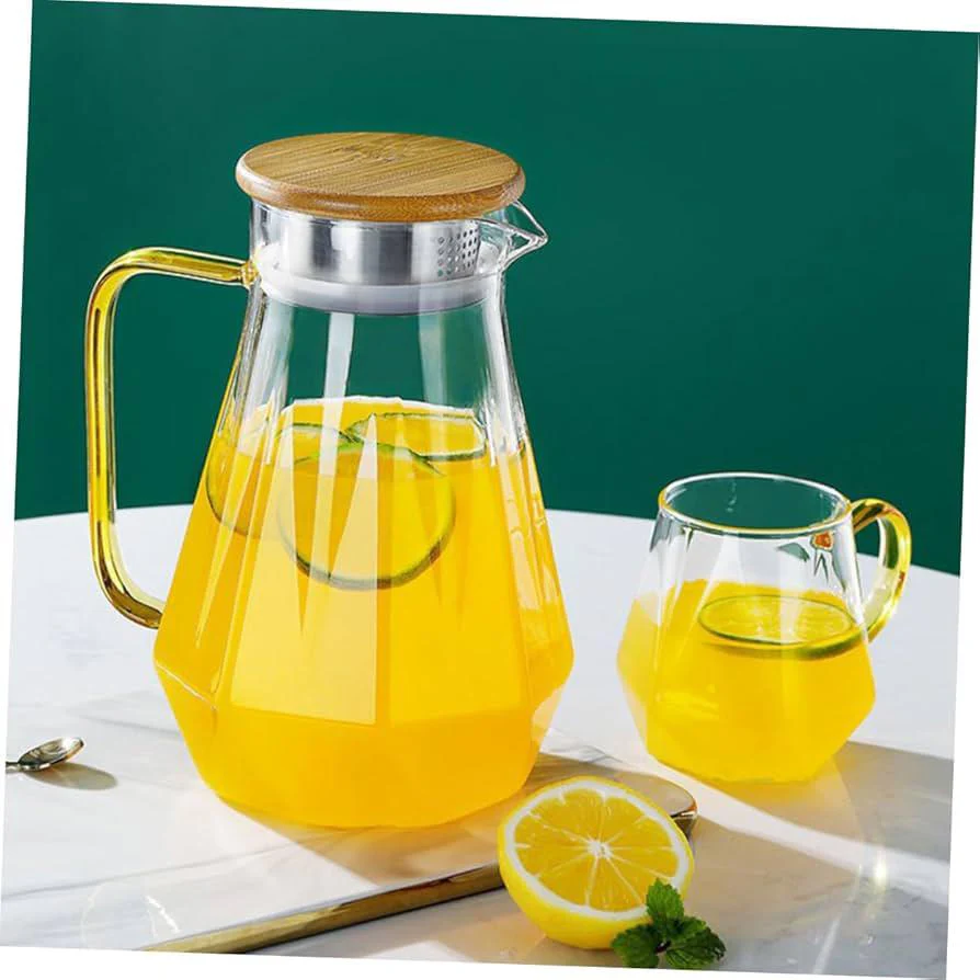 AKDC Glass Jug/Pitcher with Metal Lid 1500ml, Clear & Transparent - Image 2