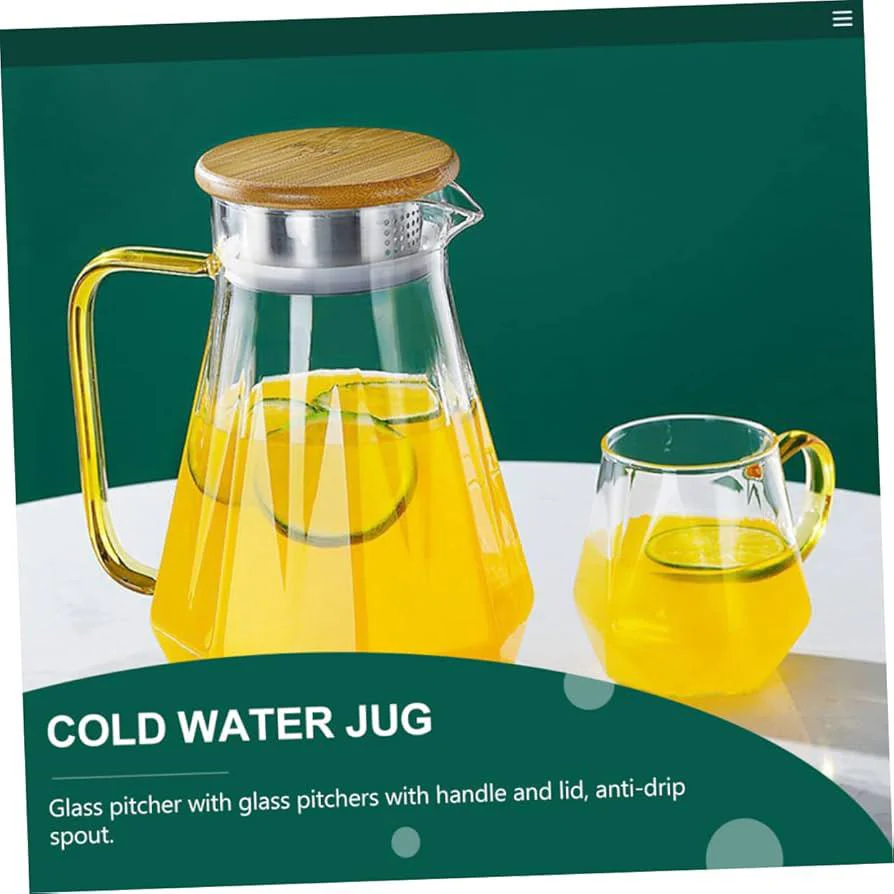 AKDC Glass Jug/Pitcher with Metal Lid 1500ml, Clear & Transparent - Image 3