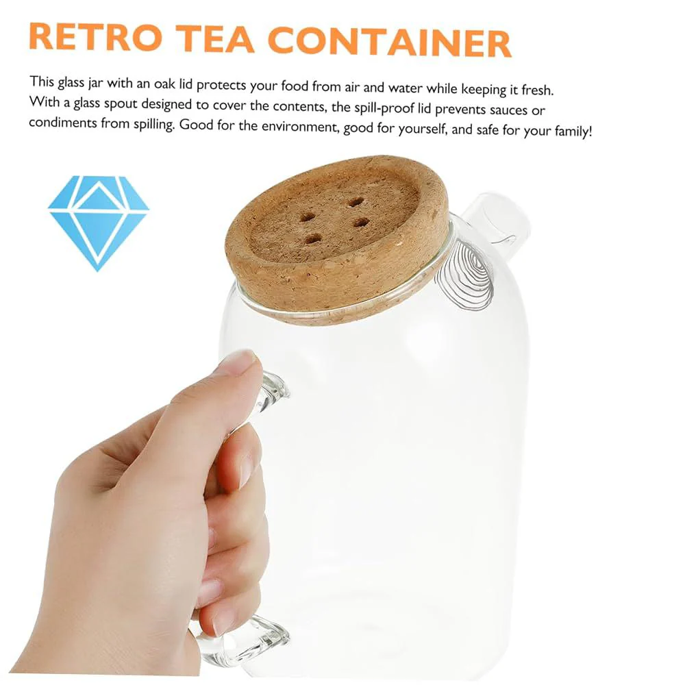 AKDC Glass Kettle 1200ml with Cork Lid, Clear & Transparent - Image 3