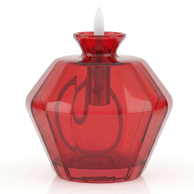 AKDC Glass LED Candle Light 10cm – Transparent Red