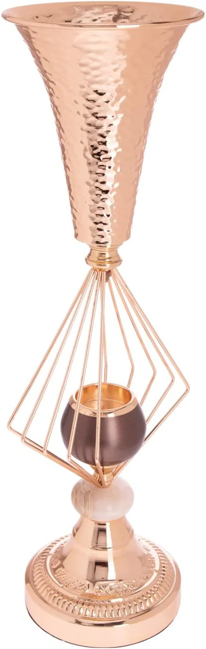 AKDC Gold Metal Decorative Candle Holder For Home Decoration L(16Cm) Xw(16Cm) Xh(46Cm) Golden