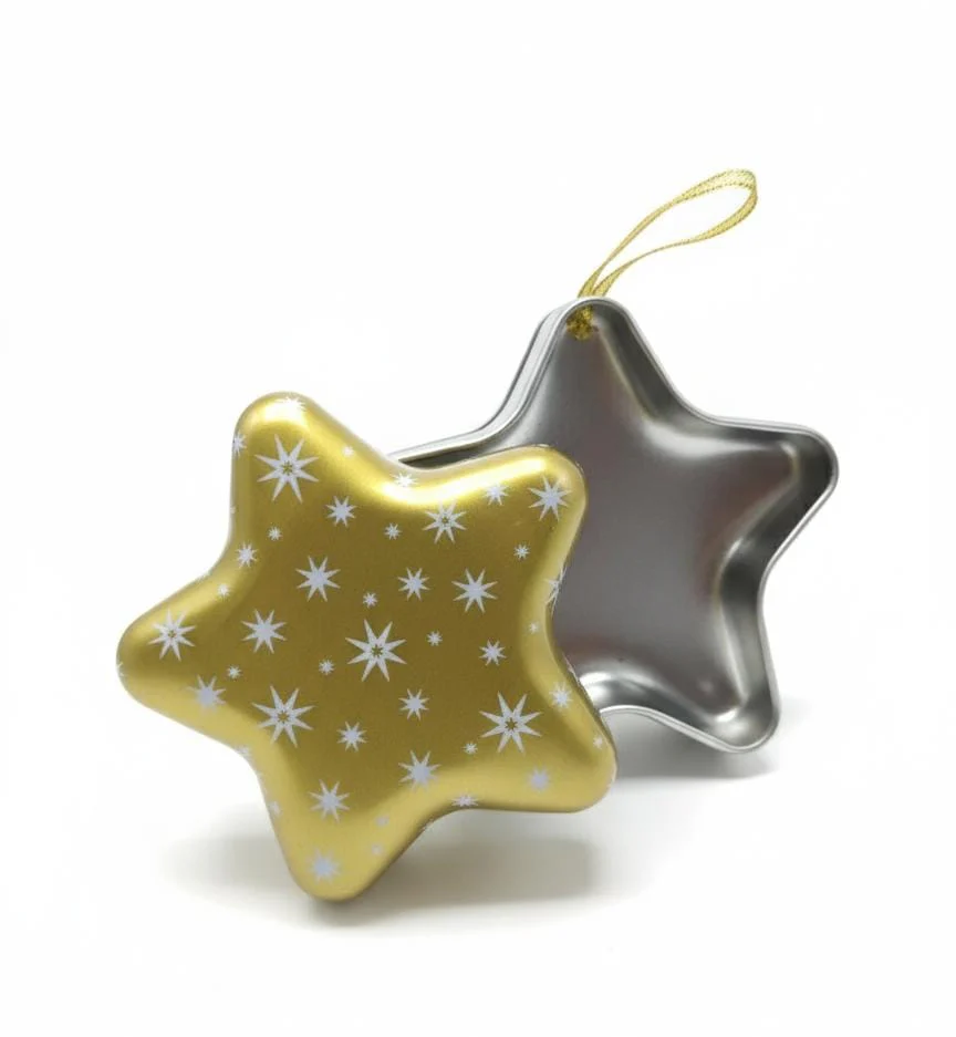 AKDC Gold Star-Shaped Hanging Candy Box 12 cm – Sparkling Christmas Tree Ornament & Festive Gift Holder - Image 2