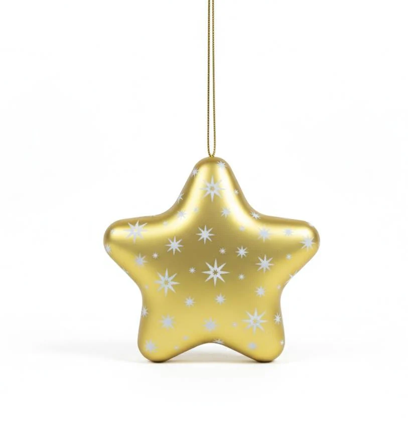 AKDC Gold Star-Shaped Hanging Candy Box 12 cm – Sparkling Christmas Tree Ornament & Festive Gift Holder - Image 3