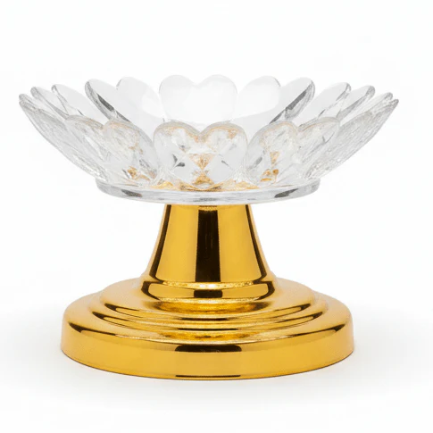 AKDC Gold-Tone Metal Base Acrylic Fruit Serving Plate, Premium Rectangular Display Tray – 16 × 10 cm