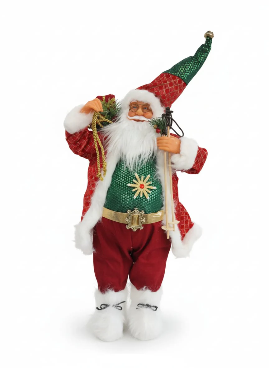 AKDC Grand Christmas Standing Santa Figurine in Red & Green Dress – 75 cm , Cloth With Vinyl Material