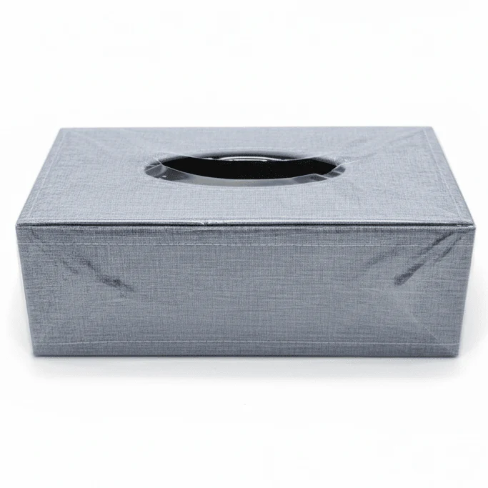 AKDC Gray Linen-Style Fabric Tissue Box Cover 13x25x8 Cm