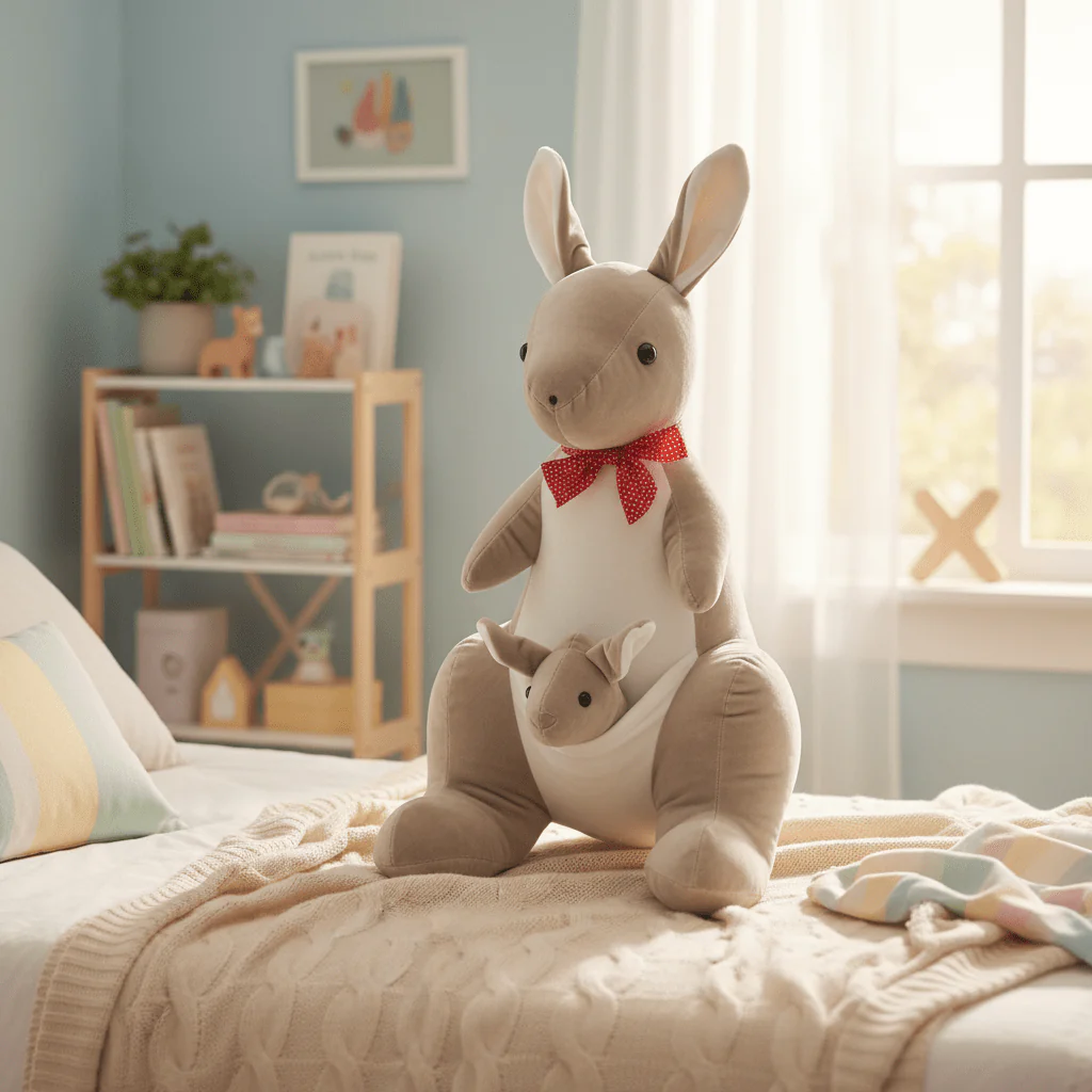 AKDC Gray & White Kangaroo Plush Toy 35cm Soft Stuffed Animal Toy Gift for Kids Australia Animal - Image 2