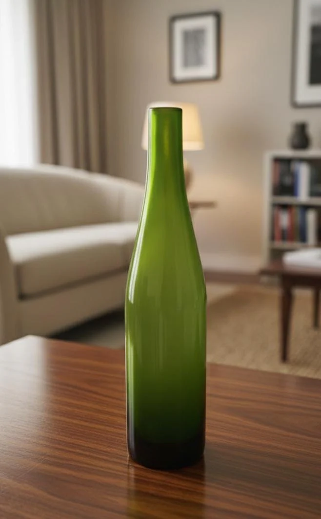 AKDC Green Bottle-Shape Glass Vase – Sleek Tall Decorative Accent – 29×6.5 cm - Image 2