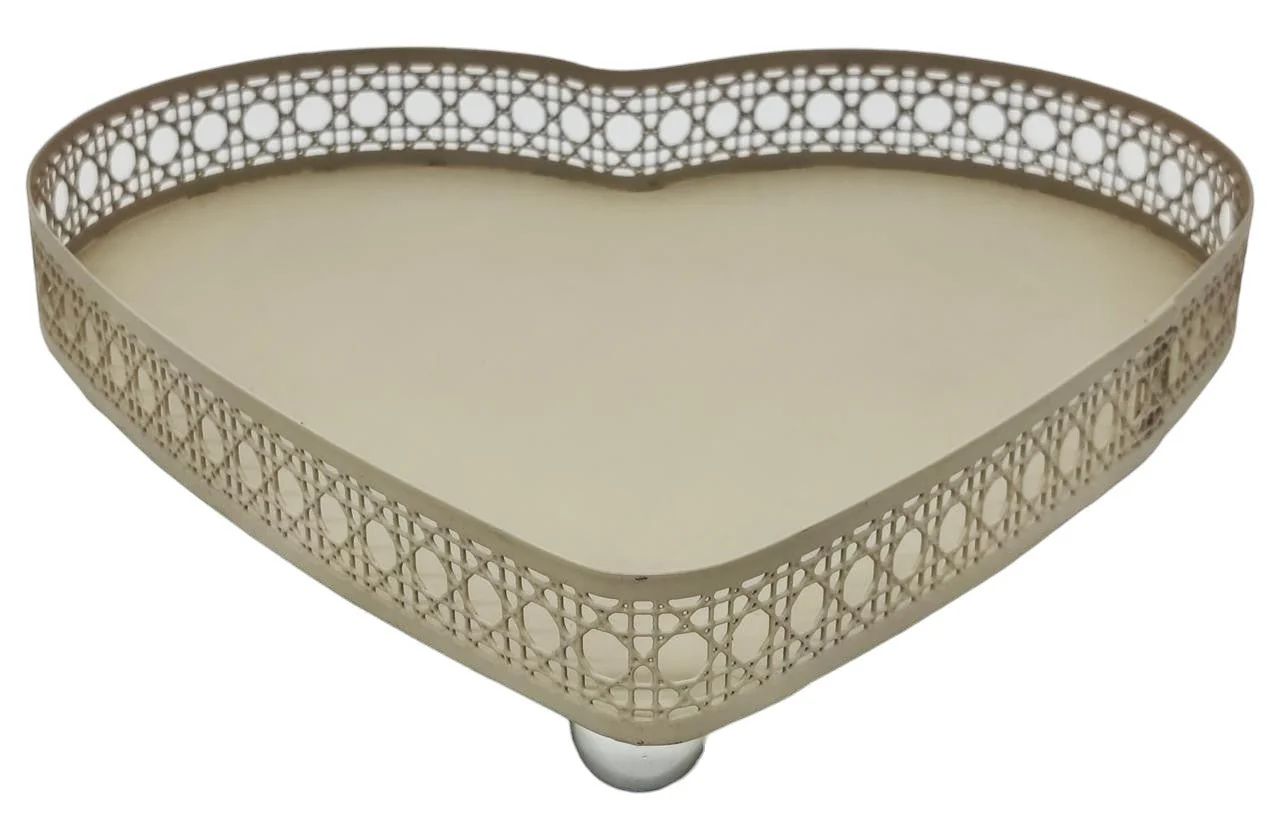 AKDC Heart Metal Candy Tray 20cm*5cm, Beige
