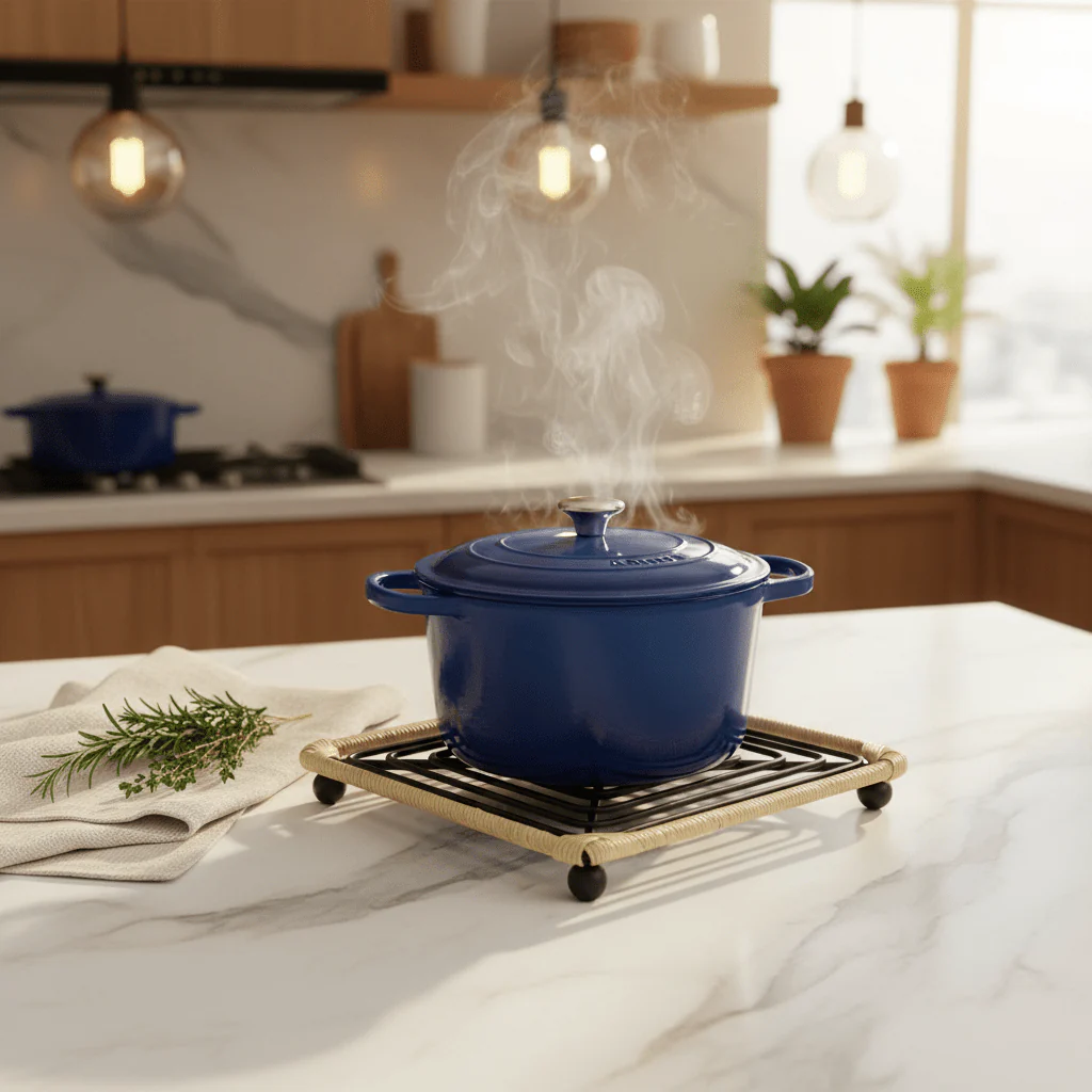AKDC Heavy-Duty Square Black Metal Trivet for Hot Pots, Pans & Serving Dishes with Heat Protection – 15cm - Image 2