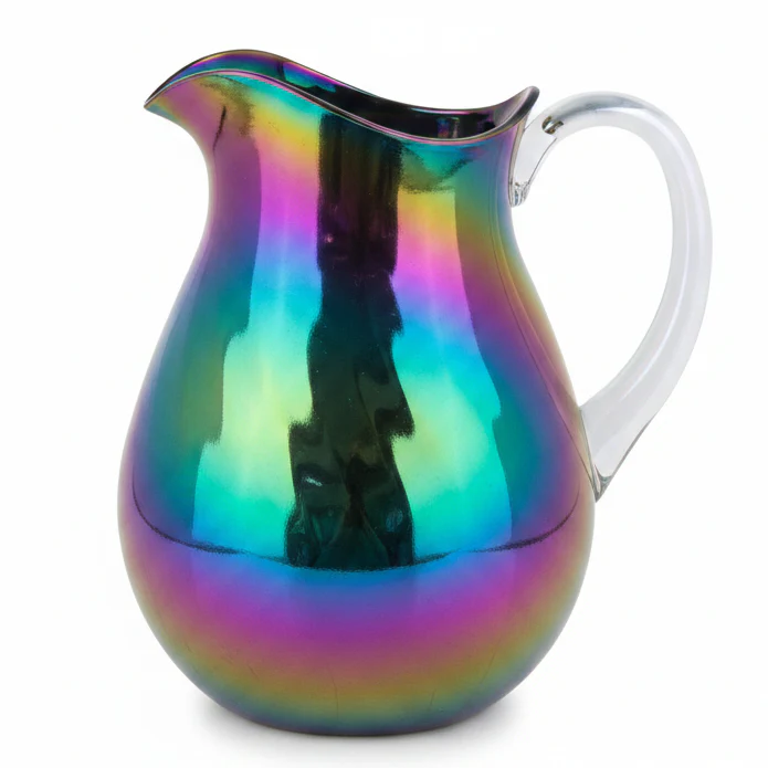 AKDC Iridescent Rainbow Finish Acrylic Jug Eye Catching Beverage Pitcher for Parties and Home Use 20 × 12.5 cm