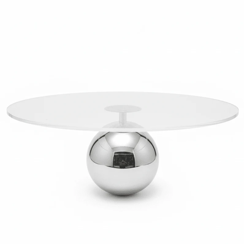 AKDC Large Acrylic Round Cake Display Stand with Durable Silver Metal Base for Events and Parties – 30×15 cm