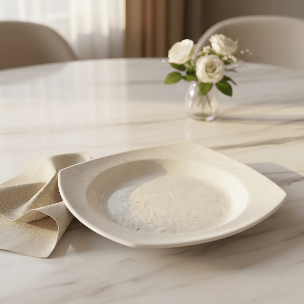 AKDC Melamine Large Cream Speckled Square Plate Stylish Serving Plate for Meals, Platters and Sharing Dishes – 21 cm - Image 2