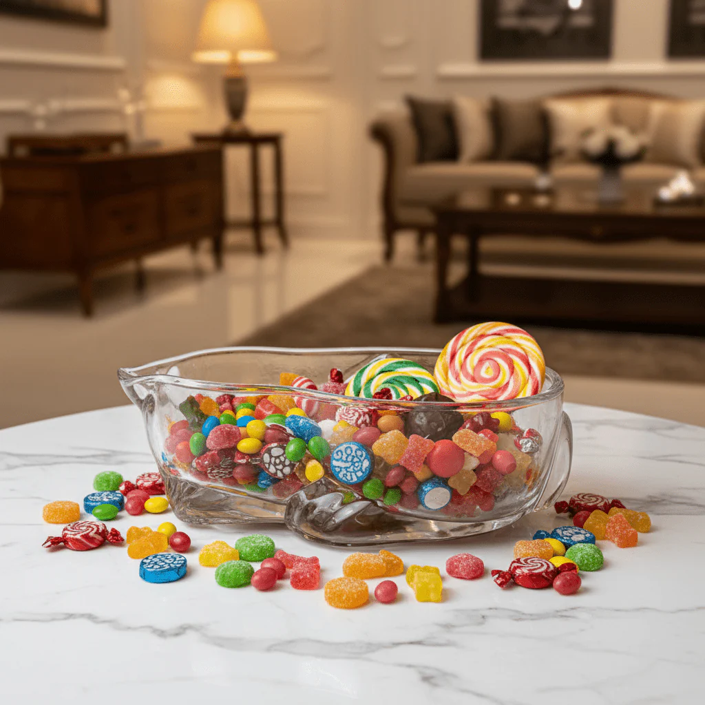 AKDC Large Elegant Glass Candy Pot – Spacious Decorative Container for Candy, Snacks & Storage 20×13 cm - Image 2