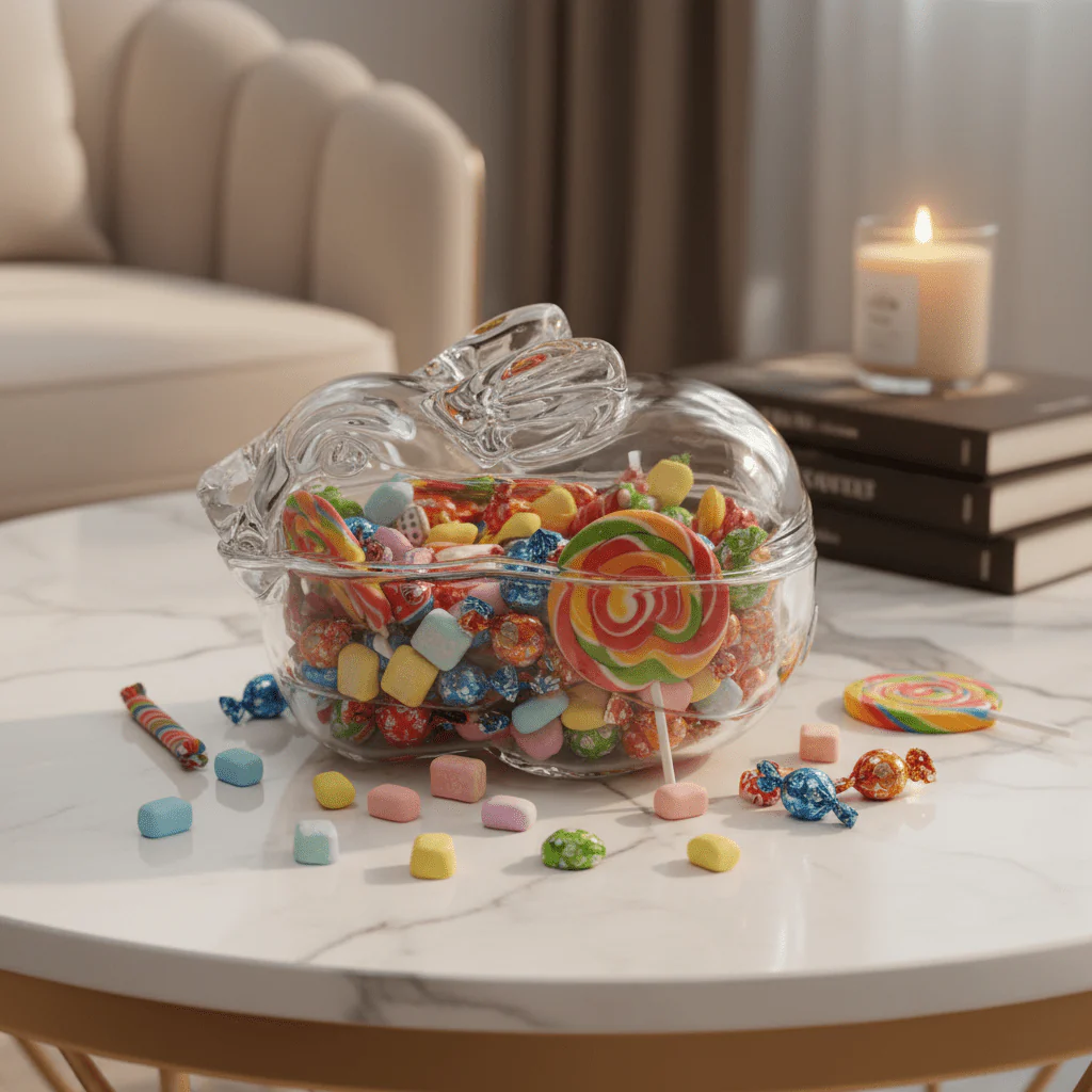 AKDC Large Elegant Glass Candy Pot – Spacious Decorative Container for Candy, Snacks & Storage 20×13 cm - Image 3