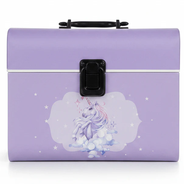 AKDC Large Elegant Lilac Unicorn Design Cardboard Gift Box with Strong Handle for Birthday Gifts, Party Favors & Gift Hampers – 21×16.5 cm