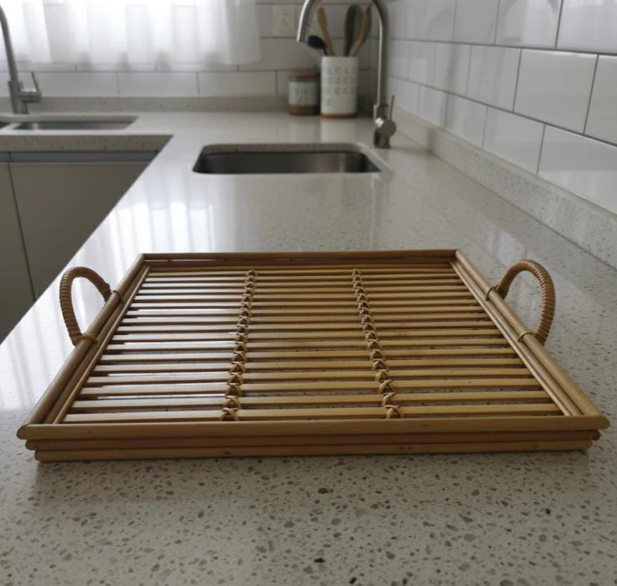 AKDC Large Square Bamboo Tray 40×40×3 cm – Spacious Handcrafted Serving Tray