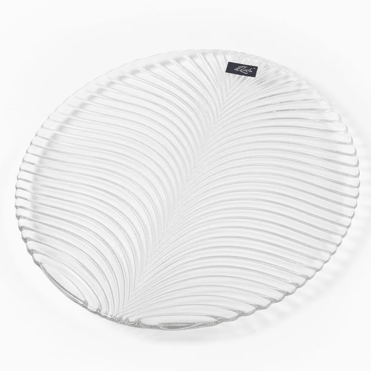 AKDC Leaf-Shaped Glass Cake Plate – Decorative Platter for Cakes, Pastries & Dessert Presentation 30×28 cm