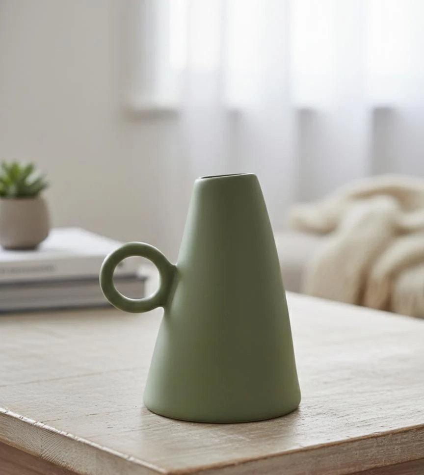 AKDC Light Green Ceramic Table Vase – 17×13 cm - Image 2